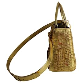 Dior-Dior Lady Dior Medium Bag 2019 Limited Edition by Olga de Amaral in Gold Leather-Golden