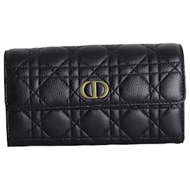 Dior-Dior Caro Wallet in Black Calfskin Leather-Black
