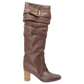 Chloé-Chloe Paddington Knee Boots in Brown Leather-Brown