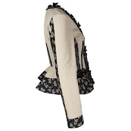 Bottega Veneta-Bottega Veneta Embellished Printed Jacket in Beige Cotton-Other