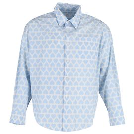 Camisa con botones y estampado de corazones de algodón azul de Ami Paris Azul