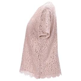 Burberry-Burberry Lace Top in Pastel Pink Cotton-Pink,Other