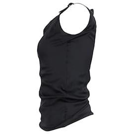 Alexander Mcqueen-Alexander McQueen Draped Top with Buckle Detail in Black Silk-Black