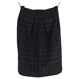 Roland Mouret-Roland Mouret Printed Skirt in Black Wool -Black