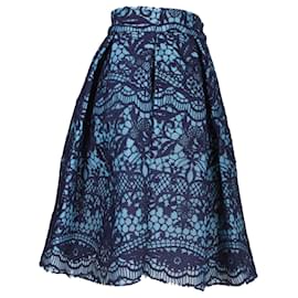 Maje-Mini-jupe plissée en dentelle guipure et maille Maje en polyester bleu-Autre
