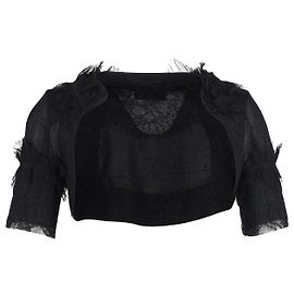 Rochas Lace Shrug in Black Wool Black