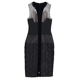 Autre Marque-Antonio Berardi Panelled Midi Dress in Black Laine-Black