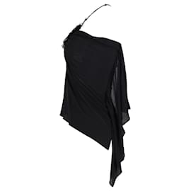 Lanvin-Blusa drapeada com decote redondo Lanvin em viscose preta-Preto