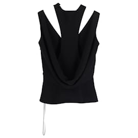 Balenciaga-Top sin mangas con abertura Balenciaga en seda negra-Negro