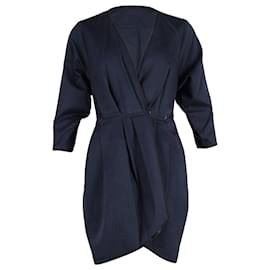 Marc Jacobs-Marc Jacobs Wrap Mini Dress in Navy Blue Cotton-Blue,Navy blue