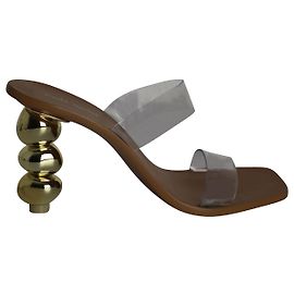 Cult Gaia Meta Mules em PVC Transparente Branco