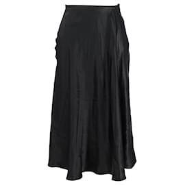 Max Mara-Max Mara Midi Skirt in Black Silk-Black