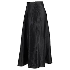 Max Mara-Max Mara Midi Skirt in Black Silk-Black