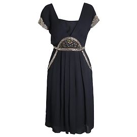 Temperley London Mini-robe superposée à taille ornée en rayonne noire Noir