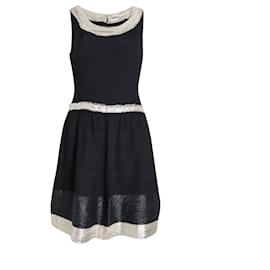 Oscar de la Renta-Vestido de noche con adornos Oscar De La Renta en seda negra-Negro