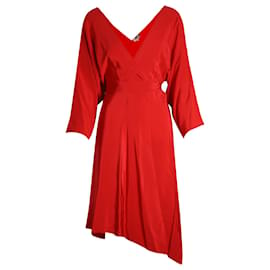 Diane Von Furstenberg-Diane Von Furstenberg Asymmetrical Dress In Red Silk-Red
