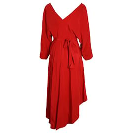 Diane Von Furstenberg-Vestido asimétrico de seda roja de Diane Von Furstenberg-Roja