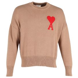 AMI Paris Big Ami de Coeur Sweatshirt aus beiger Baumwolle Beige