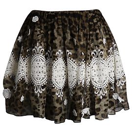 Dolce & Gabbana Minissaia com estampa de leopardo e renda em seda multicolorida Multicor