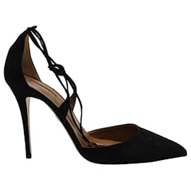 Aquazzura-Zapatos de tacón con punta cruzada Aquazzura Matilde en ante negro-Negro