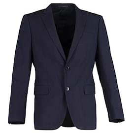 Hugo Boss-Hugo Boss Blazer à simple boutonnage en laine bleu marine-Bleu,Bleu Marine