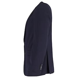Hugo Boss-Hugo Boss Blazer à simple boutonnage en laine bleu marine-Bleu,Bleu Marine