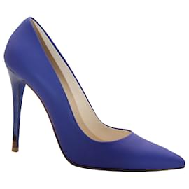 Fendi-Zapatos de tacón con punta en punta Fendi en cuero azul-Azul