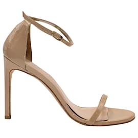 Stuart Weitzman-Stuart Weitzman Nudist High-Heel Sandals in Beige Patent Leather-Brown,Beige