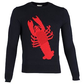 Sandro Paris Hummer-Strickpullover aus marineblauer Wolle Blau Marineblau