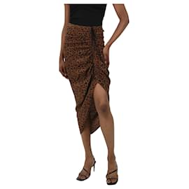 Diane Von Furstenberg-Brown ruched leopard print skirt - size US 2-Brown