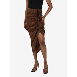 Diane Von Furstenberg-Brown ruched leopard print skirt - size US 2-Brown