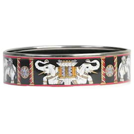 Hermès Bracciale rigido stampato con elefante nero Nero