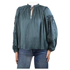 Ulla Johnson-Blue satin ruffled blouse - size US 6-Blue