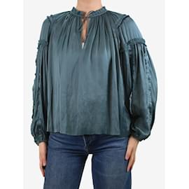 Ulla Johnson-Blue satin ruffled blouse - size US 6-Blue