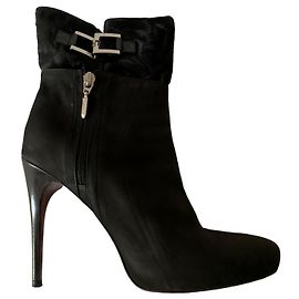 Cesare Paciotti Black suede ankle boots Black