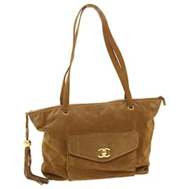 Chanel-CHANEL Shoulder Bag Suede Brown CC Auth bs6930-Brown