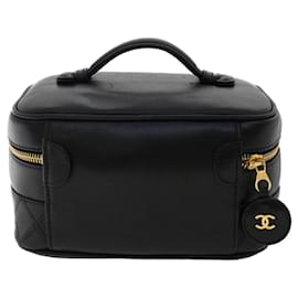 Chanel-CHANEL Vanity Cosmetic Pouch Pelle di agnello Nero CC Auth 49400alla-Nero