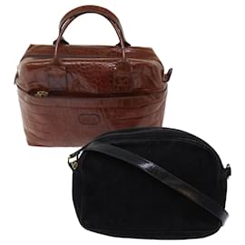 Bally-BALLY Shoulder Bag Leather 2Set Black Brown Auth bs7119-Brown,Black