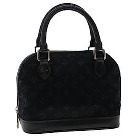 Louis Vuitton-LOUIS VUITTON Monogram Satin Little Alma Hand Bag Black M92146 LV Auth 49560-Black