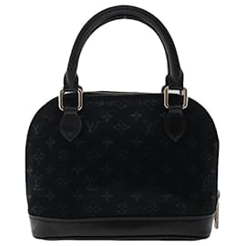 Louis Vuitton-LOUIS VUITTON Monogram Satin Little Alma Hand Bag Black M92146 LV Auth 49560-Black