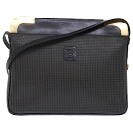 Bally-BALLY Shoulder Bag PVC Leather Black Auth yb283-Black