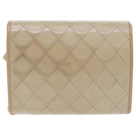 Chanel-CHANEL Chain Shoulder Bag Lamb Skin Beige CC Auth bs7081-Beige