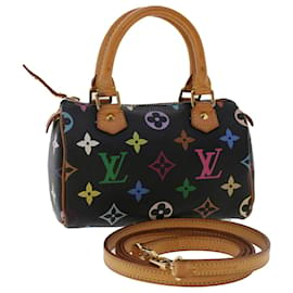 Louis Vuitton-LOUIS VUITTON Monogramm Mehrfarbige Mini Speedy Handtasche Schwarz M.92644 Auth tb787-Schwarz