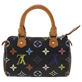 Louis Vuitton-LOUIS VUITTON Mini borsa a mano Speedy multicolore con monogramma Nero M92644 Auth787-Nero