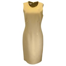 Michael Kors-Michael Kors Collection Camel / Gold Zipper Detail Sleeveless Cashmere Midi Dress-Camel