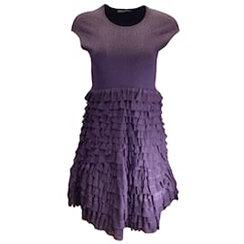 Alexander Mcqueen-Alexander McQueen Purple Ruffled Viscose Knit Dress-Purple