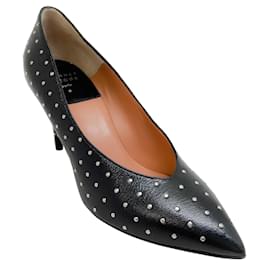 Laurence Dacade-Laurence Dacade Black Leather Vivette 85 Pumps with Silver Studs-Black