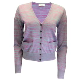 Dries Van Noten-Dries van Noten Bleu / Cardigan boutonné en tricot de laine à manches longues violet-Multicolore