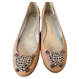 Giuseppe Zanotti Sapatilhas de bailarina em pele de cobra d’água Rosa Bege