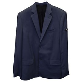 Balenciaga Single-Breasted Blazer Jacket in Navy Blue Viscose Blue Navy blue